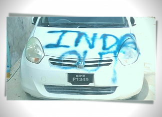 Hooligans make graffiti of ‘India Out’ Slogan on Addu Mayor’s Car